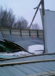 wood pole barn collapse