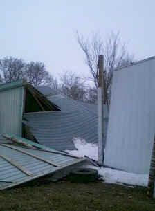 wooden barn fallen collapse