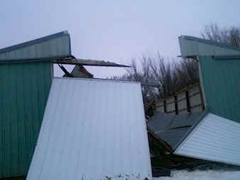 wood barn collapse